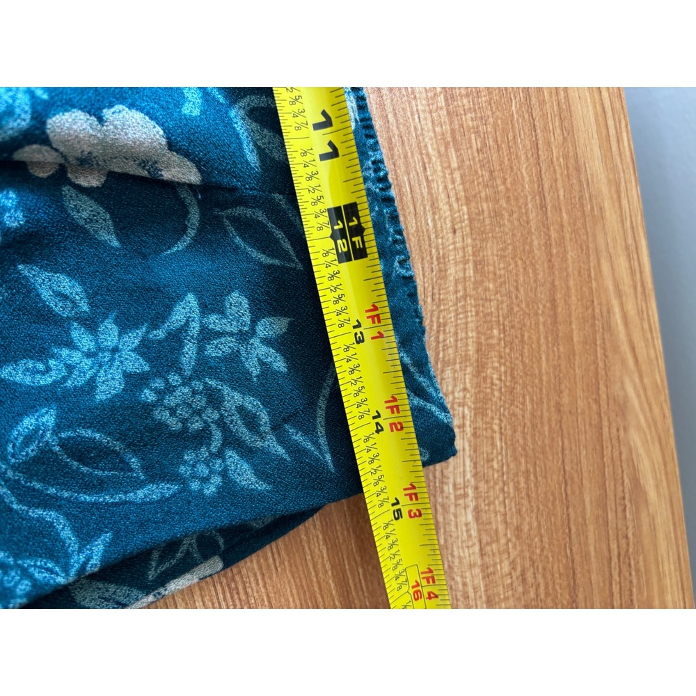 Vintage Floral Maxi Skirt Womens Large Teal Button Front Rayon Made USA 90s - Picture 9 of 9